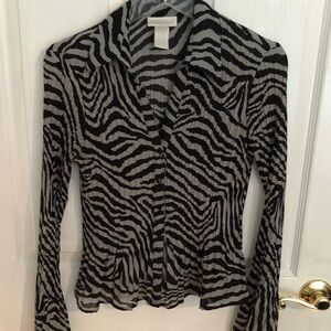 Worthington Petite Zebra Striped Long Sleeve Blouse